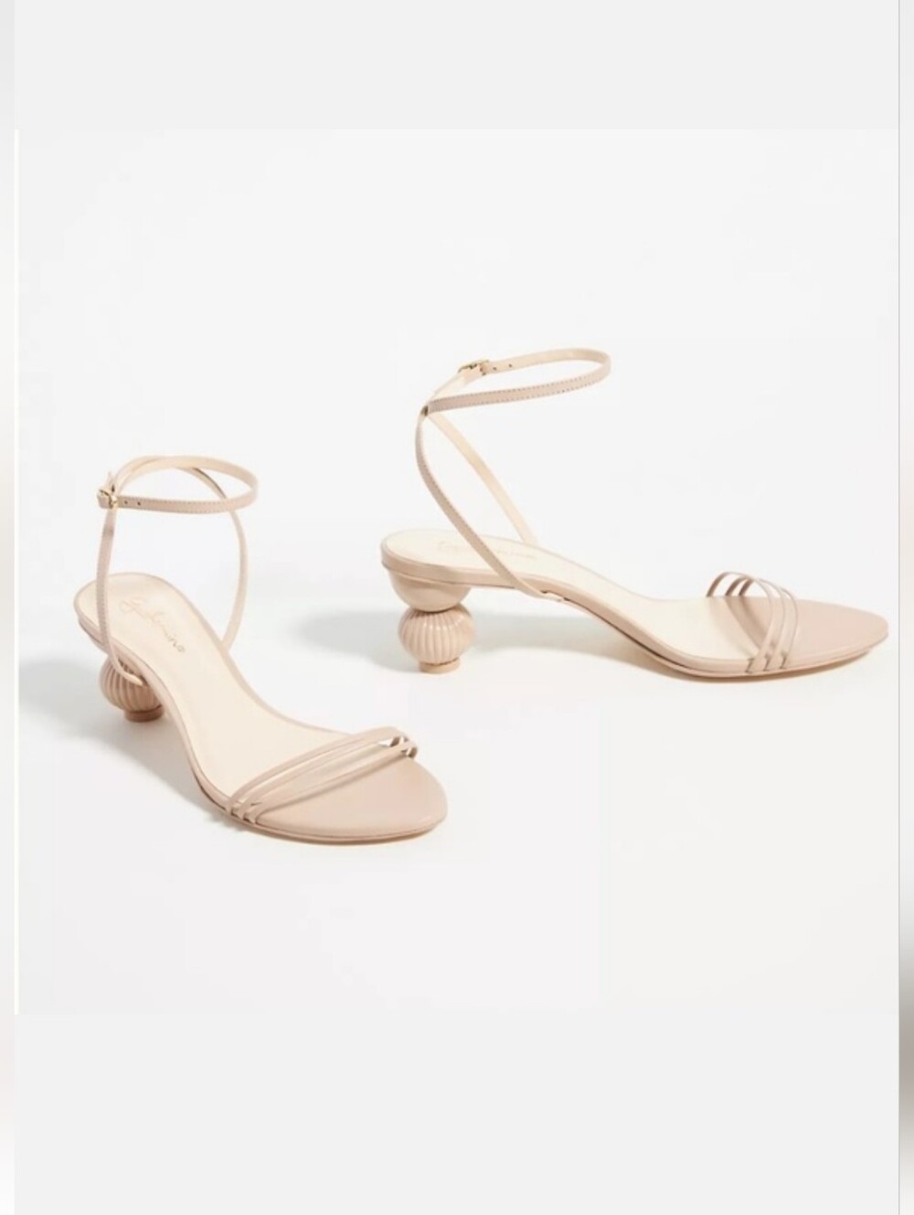 New Anthropologie Guilhermina Sculptural Cream Leather Heeled Sandal Size 6